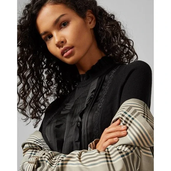 Ted Baker Paygeei Ruffle Lace Pullover Sweater sz 4/L - Picture 10 of 12